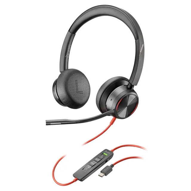 poly-blackwire-8225-cuffia-cablata-usb-a-usb-c-con-anc-ibrida-cuscinetti-in-simi image 1