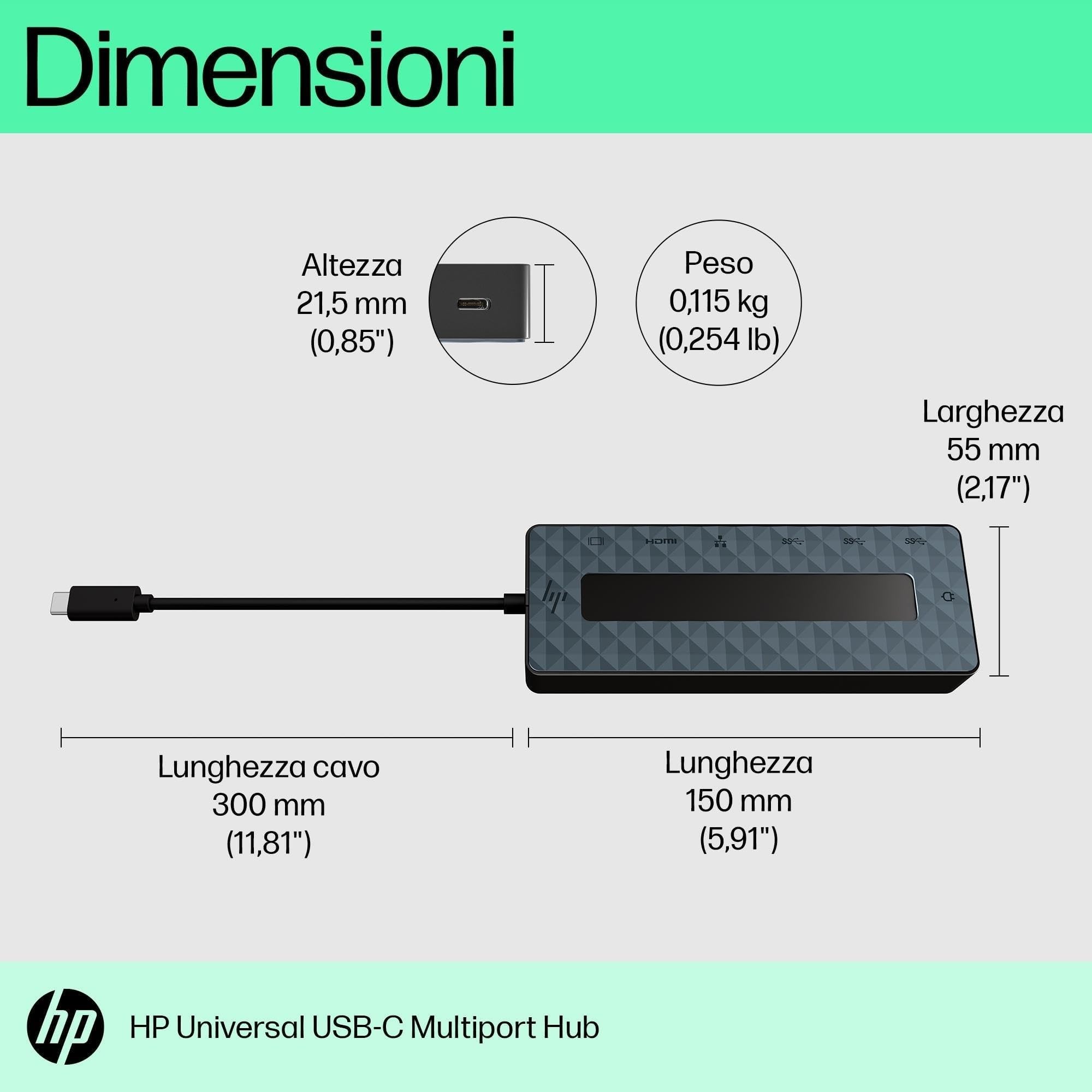 hp-hub-multiporta-usb-c-universale-con-power-delivery-e-displayport-nero-compatt image 3