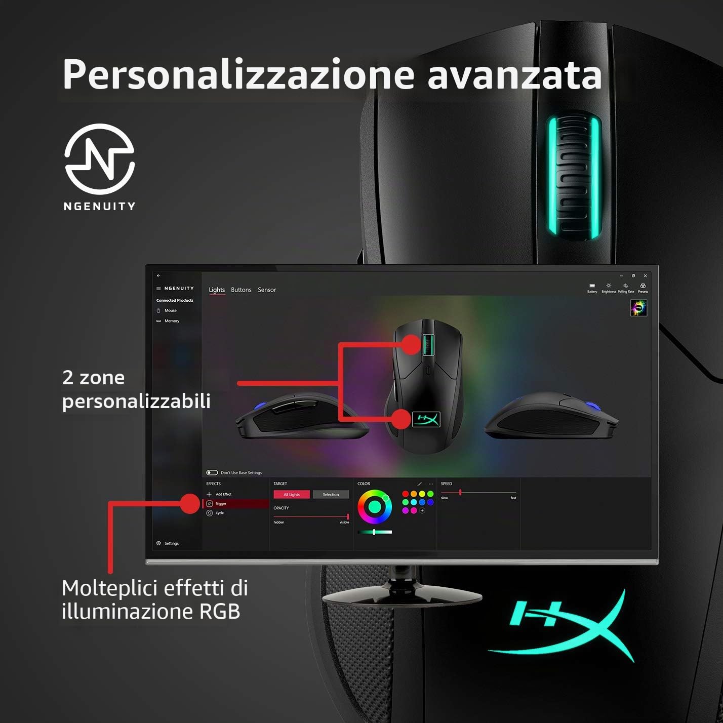 hyperx-pulsefire-dart-mouse-gaming-wireless-2-4-ghz-con-sensore-pixart-16000-dpi image 7