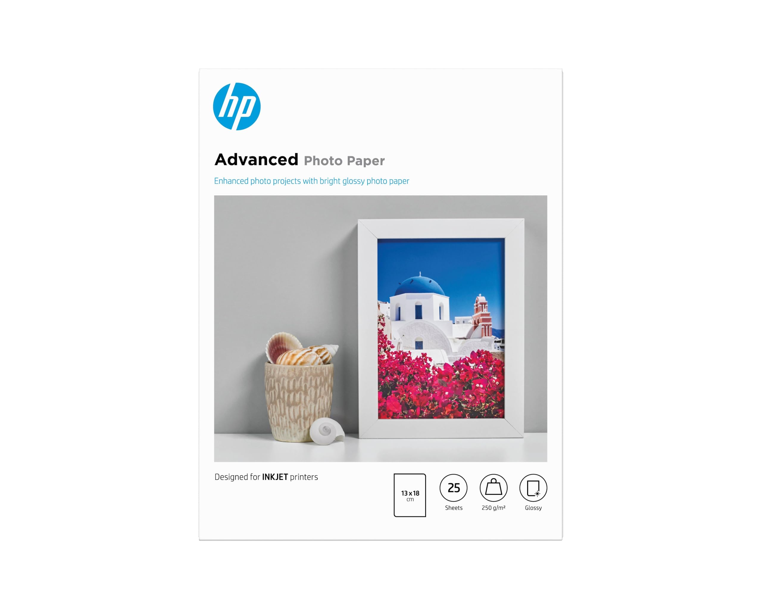 hp-advanced-q8696a-carta-fotografica-lucida-250-g-m-formato-13-x-18-cm-confezion image 1