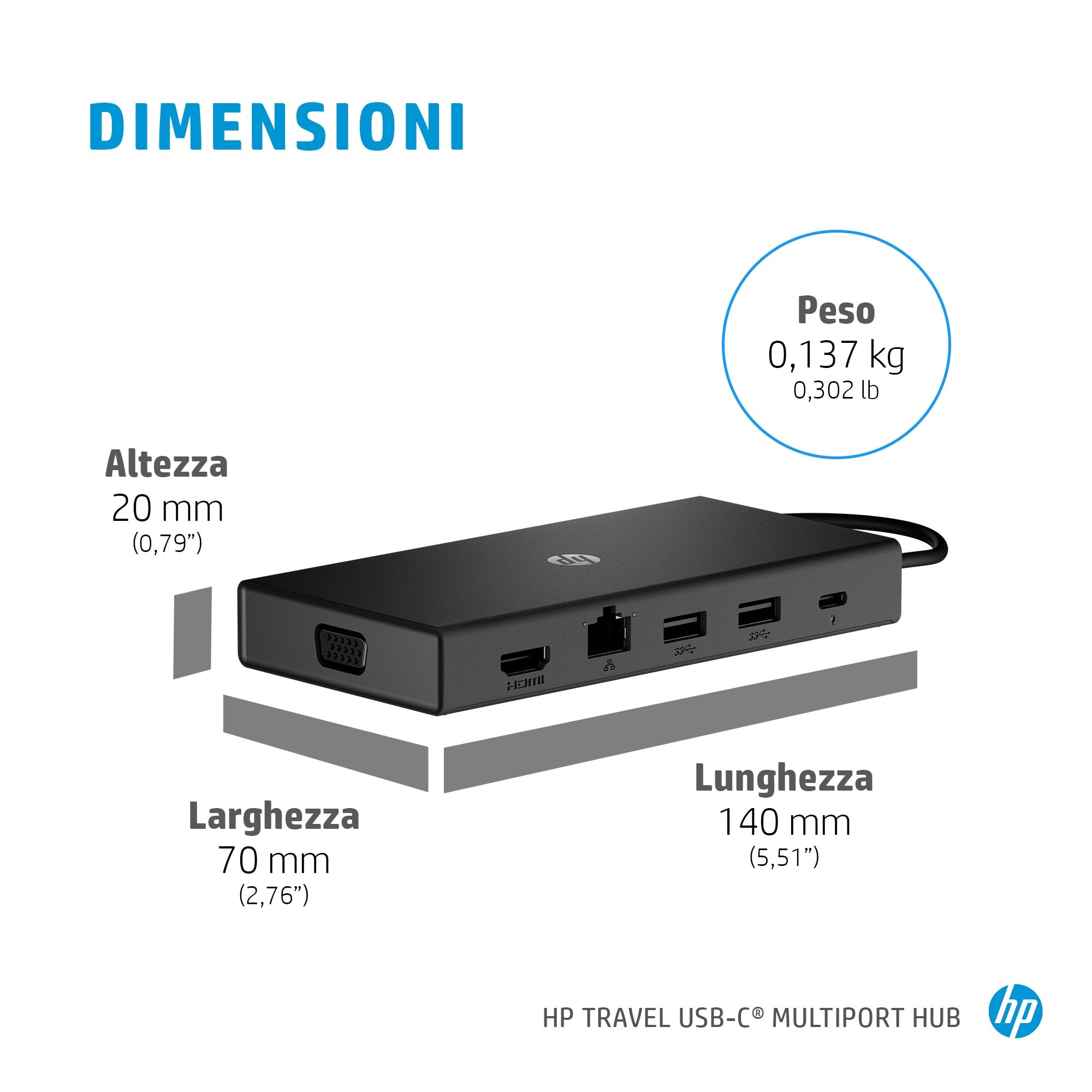 hp-travel-usb-c-multi-port-hub-6-porte-power-delivery-hdmi-e-vga-ethernet-1-gbps image 3