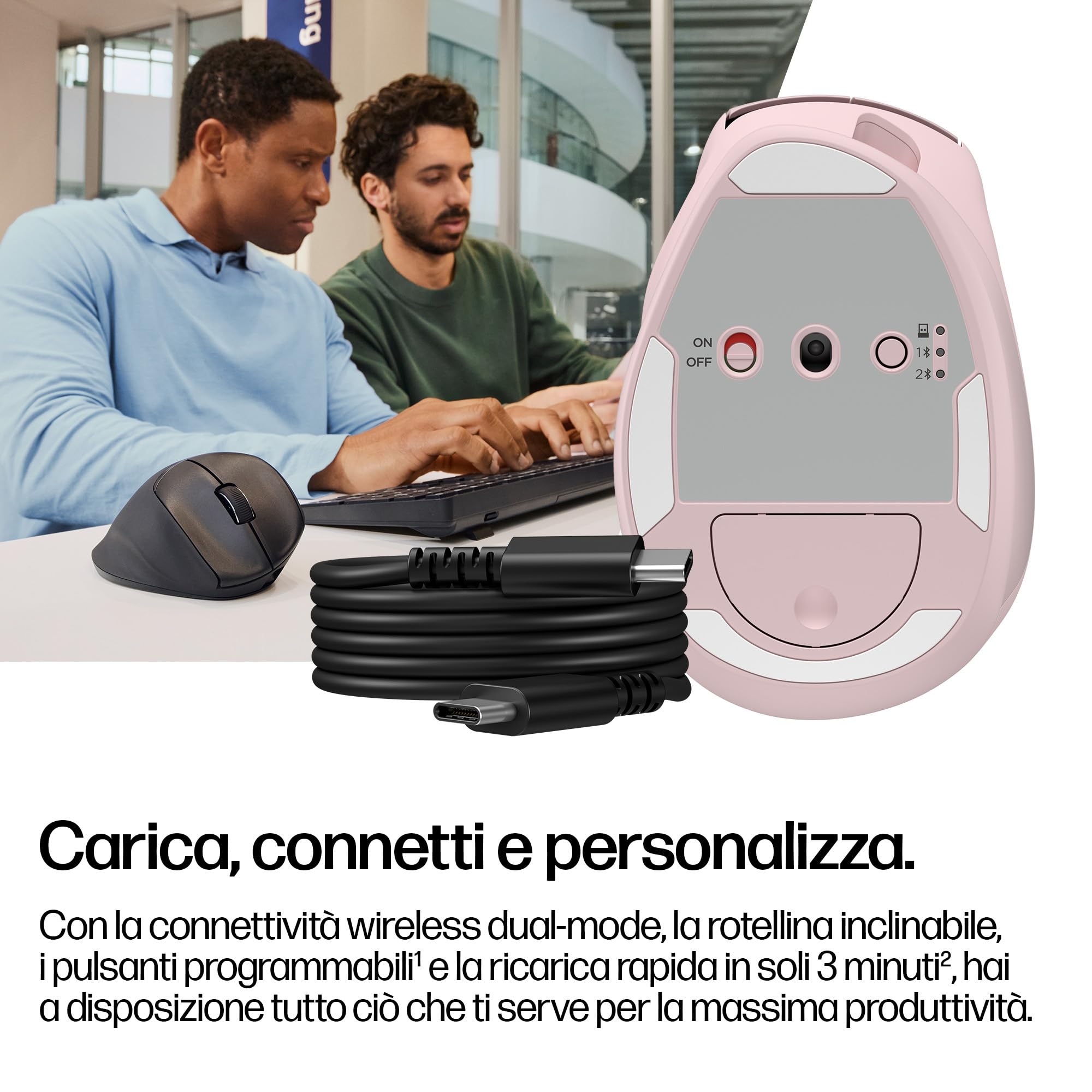 hp-tilt-720m-mouse-wireless-ergonomico-semi-verticale-a-21-bluetooth-rosa image 5