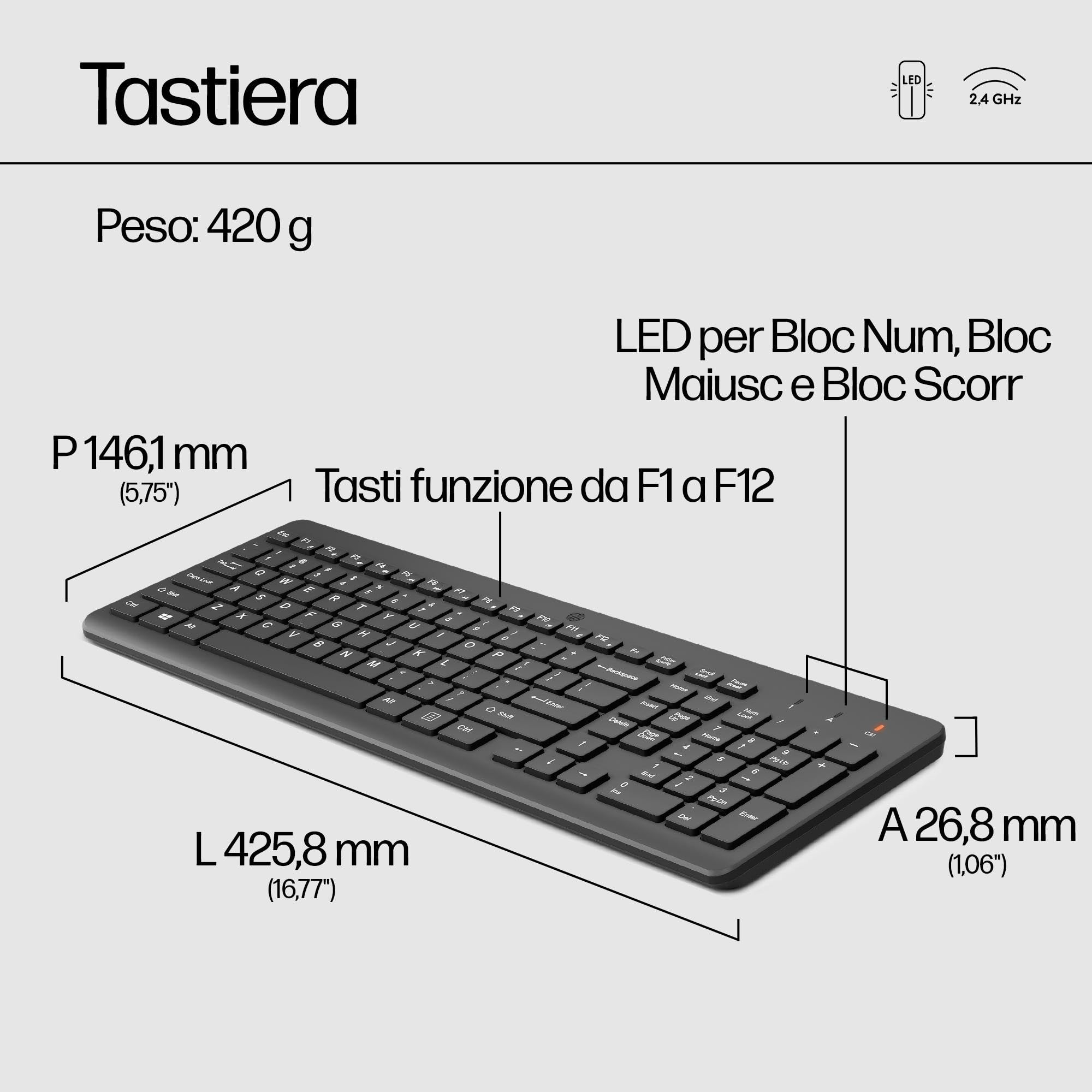hp-330-combo-kit-tastiera-e-mouse-wireless-2-4-ghz-con-dongle-usb-a-12-tasti-rap image 2