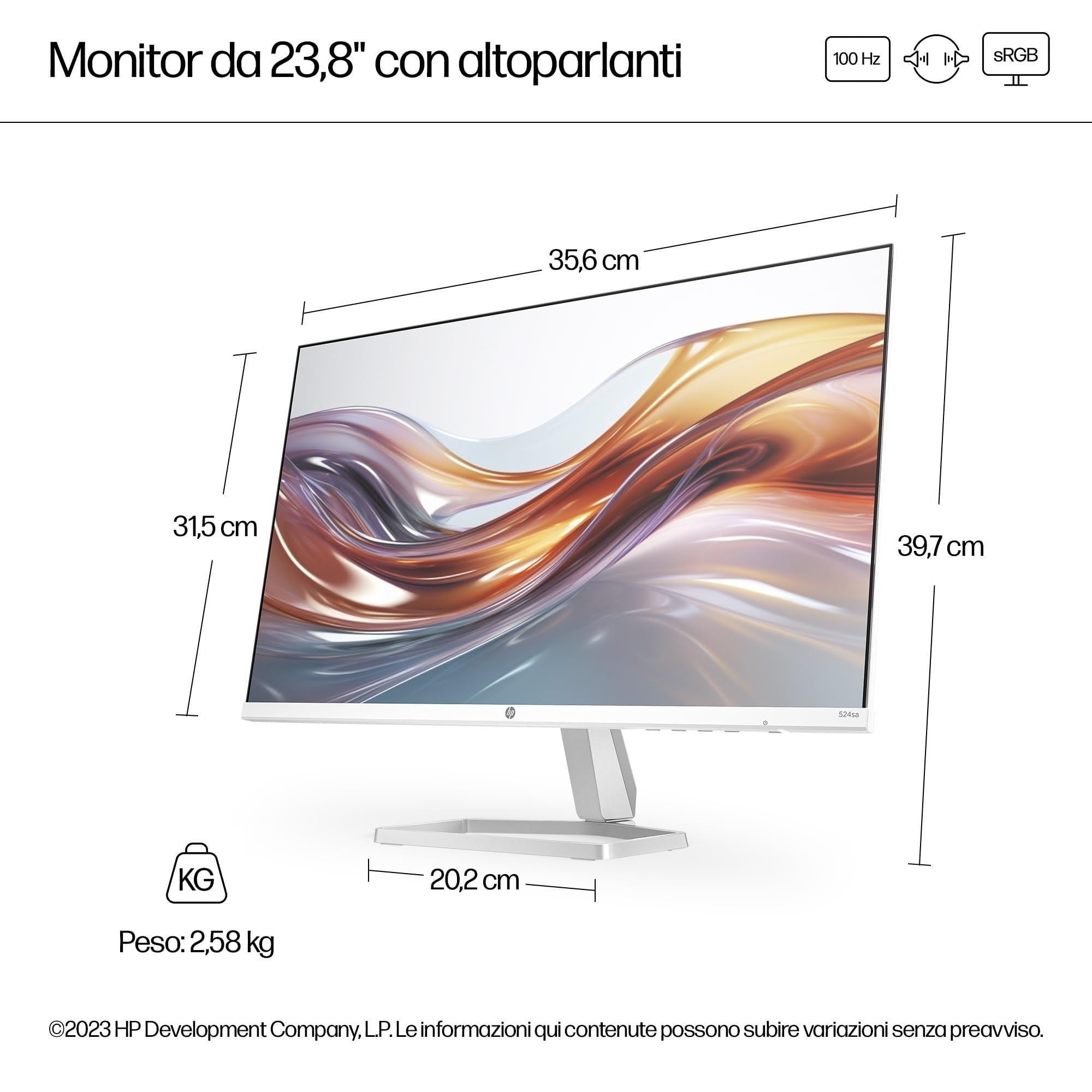 hp-524sa-monitor-23-8-fhd-ips-bianco-100hz-antiriflesso-eye-ease-altoparlanti-in image 3