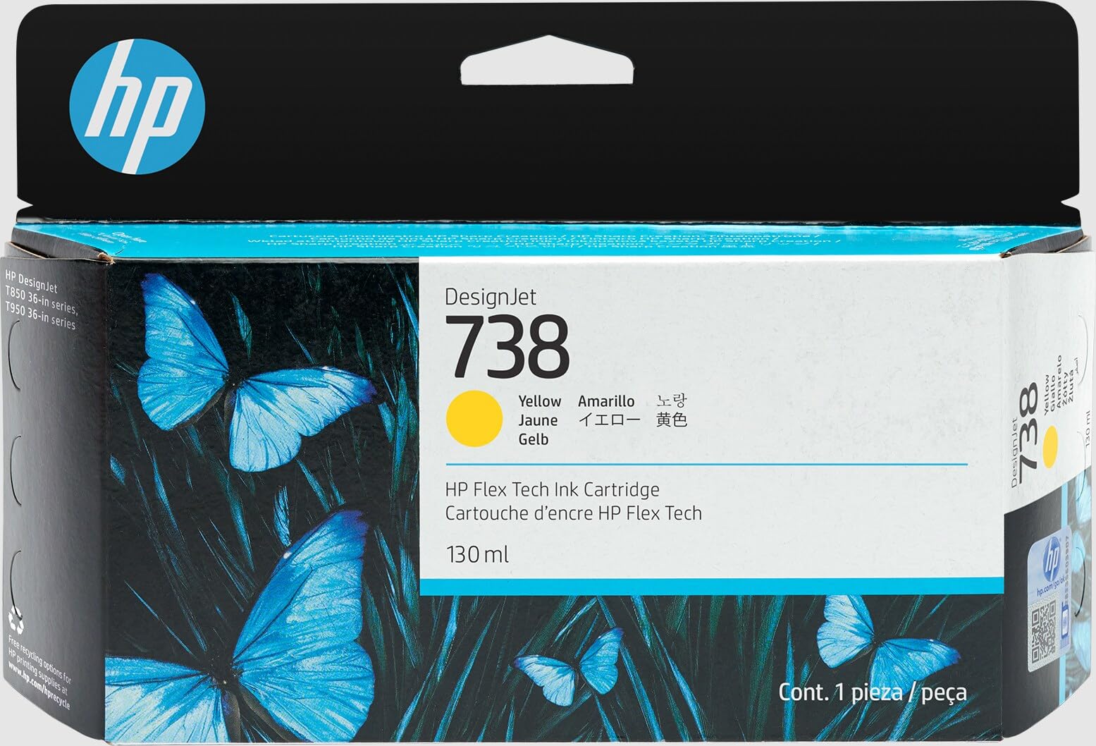 hp-738-130-ml-yellow-designjet-ink-cartridge-cartuccia-inchiostro-originale-gial image 1