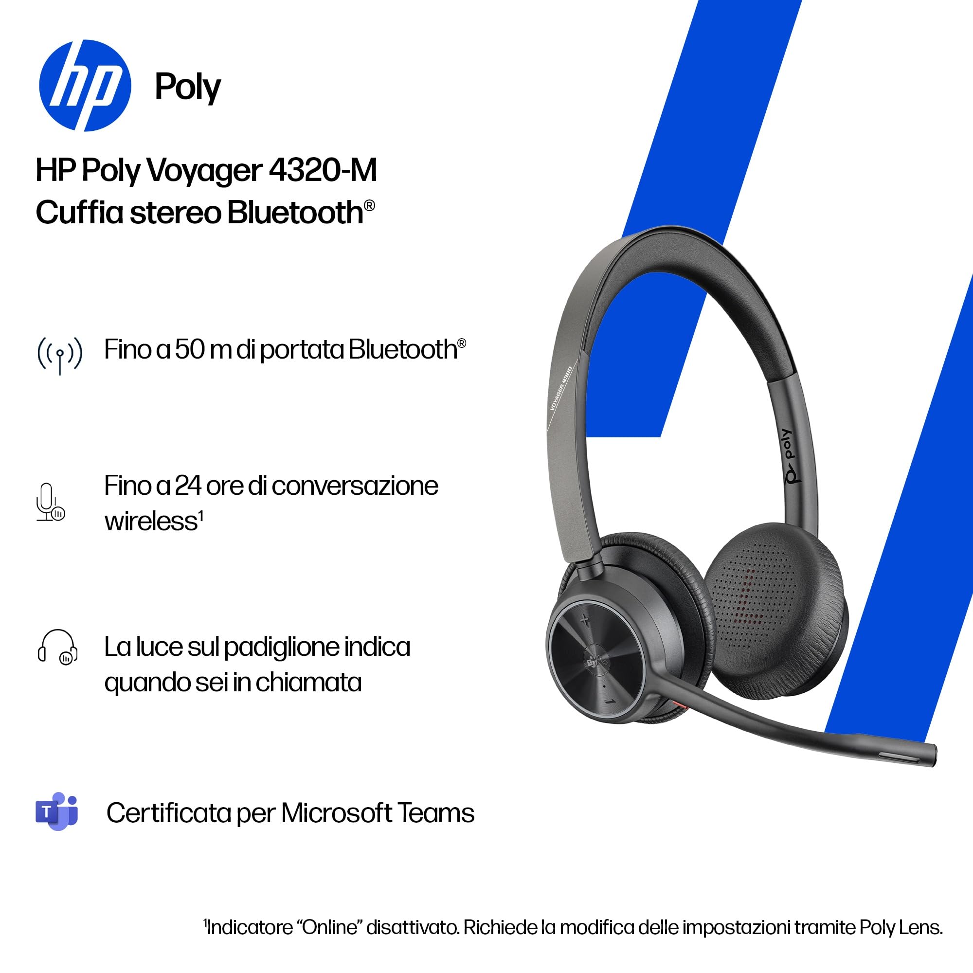 hp-poly-voyager-4320-uc-cuffia-wireless-con-cancellazione-del-rumore-bluetooth-5 image 4