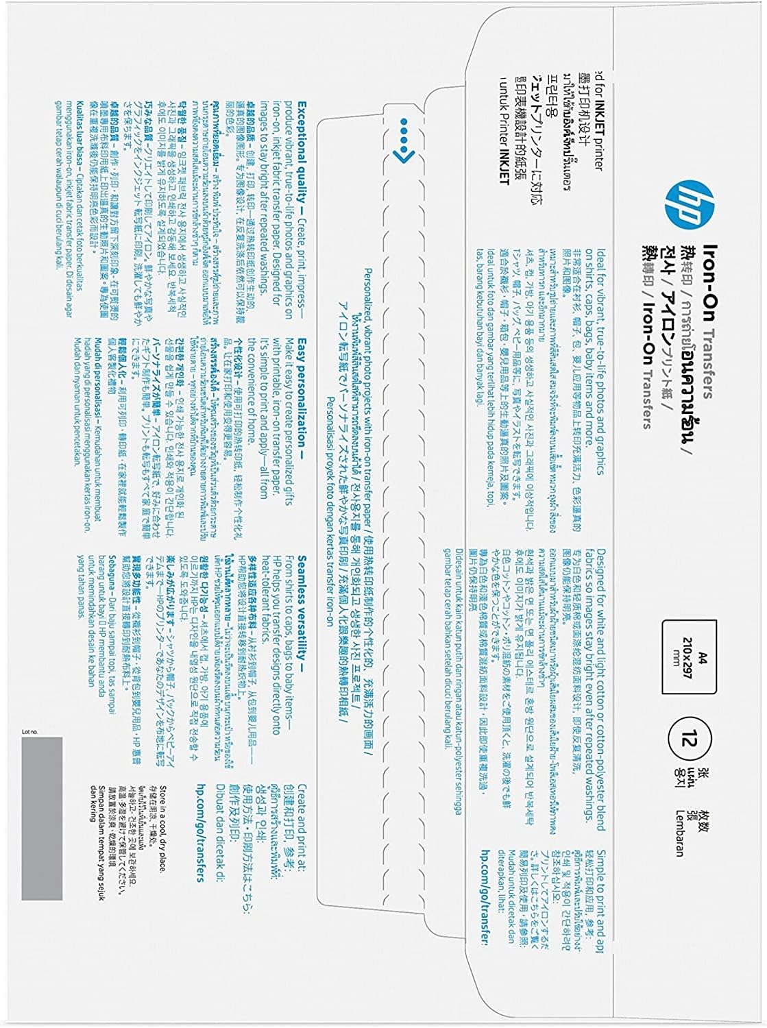 hp-c6050a-iron-on-transfers-carta-per-trasferimenti-a-caldo-a4-170-g-m-pellicola image 3