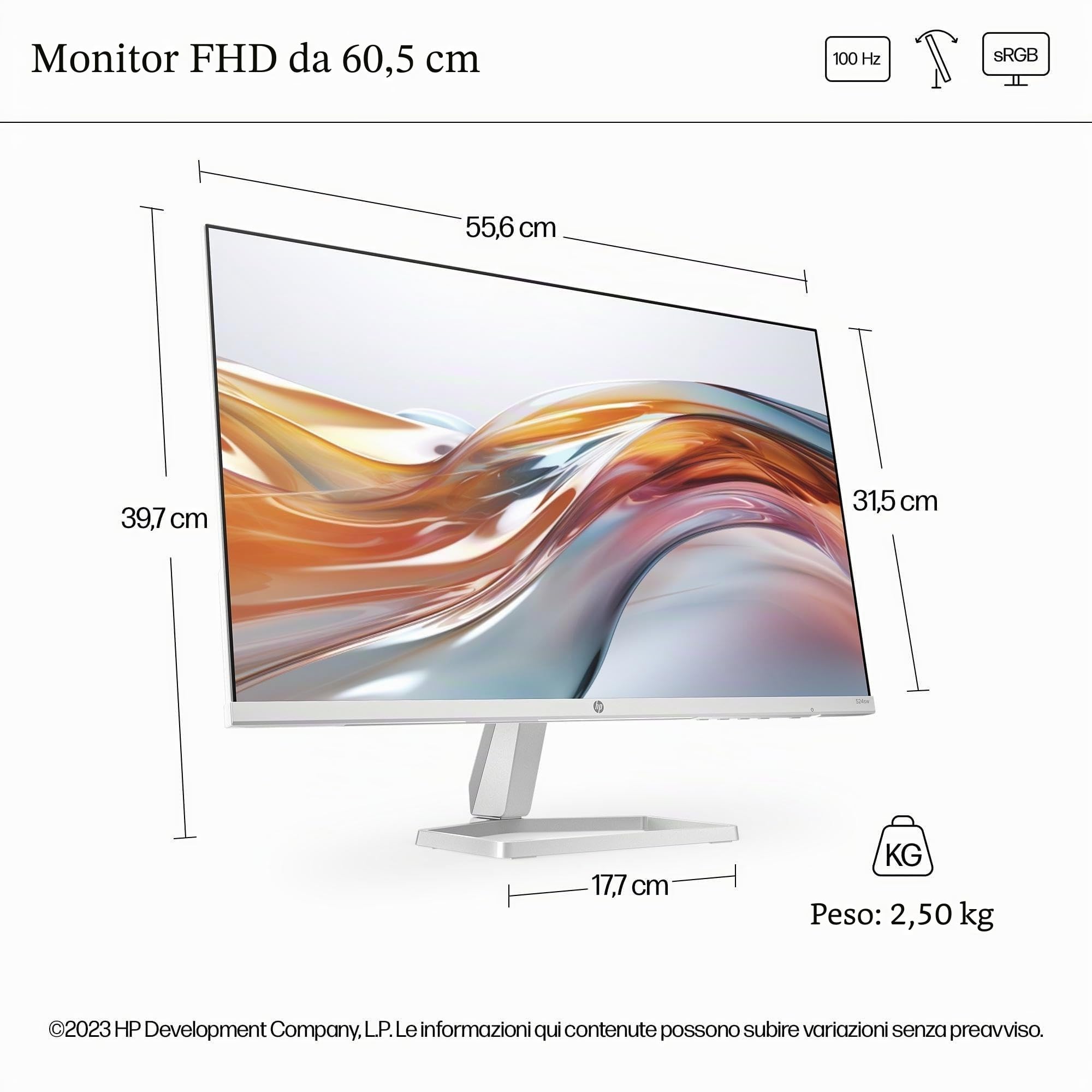 hp-524sw-monitor-23-8-fhd-ips-100-hz-antiriflesso-con-eye-ease-hdmi-e-vga-bianco image 7