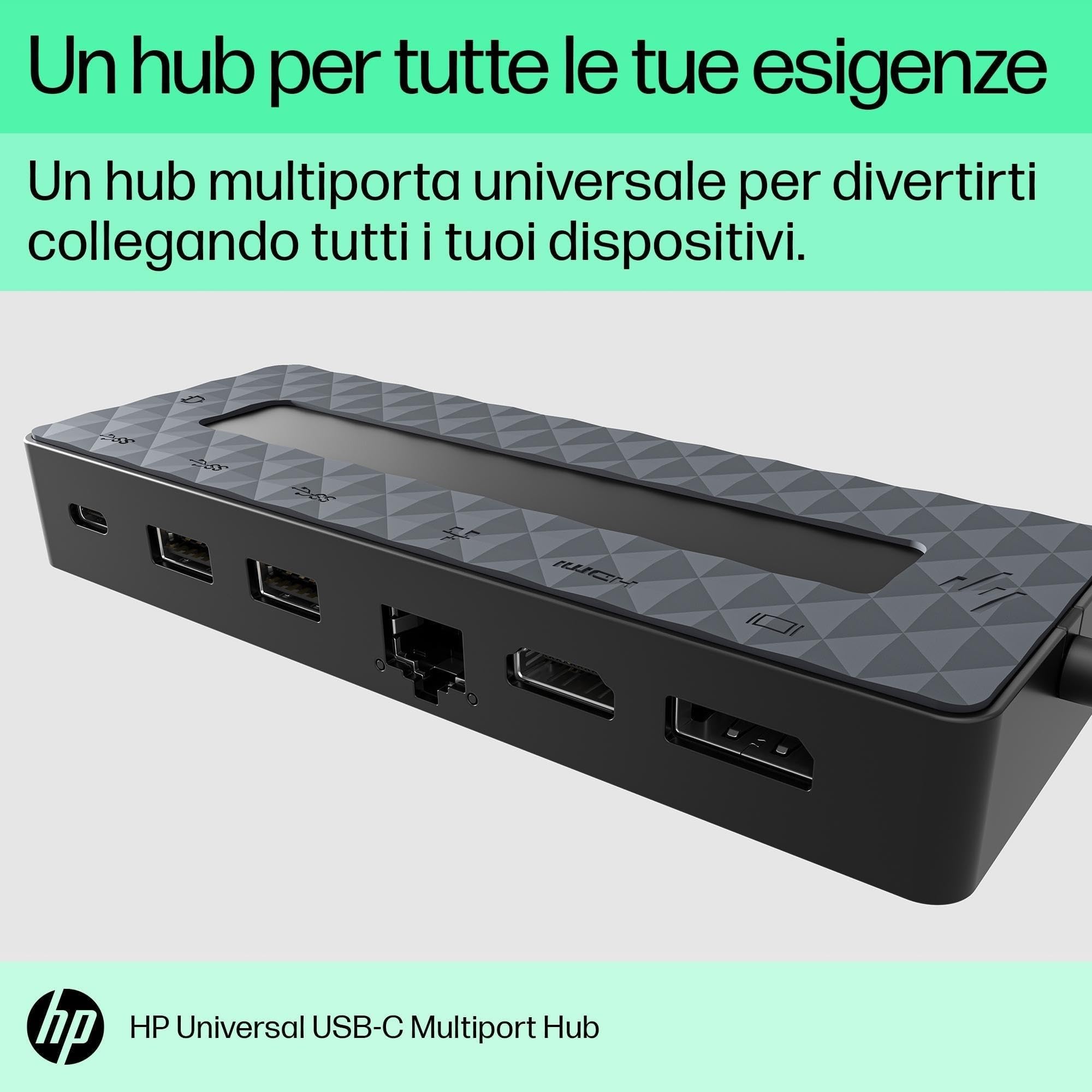hp-hub-multiporta-usb-c-universale-con-power-delivery-e-displayport-nero-compatt image 5