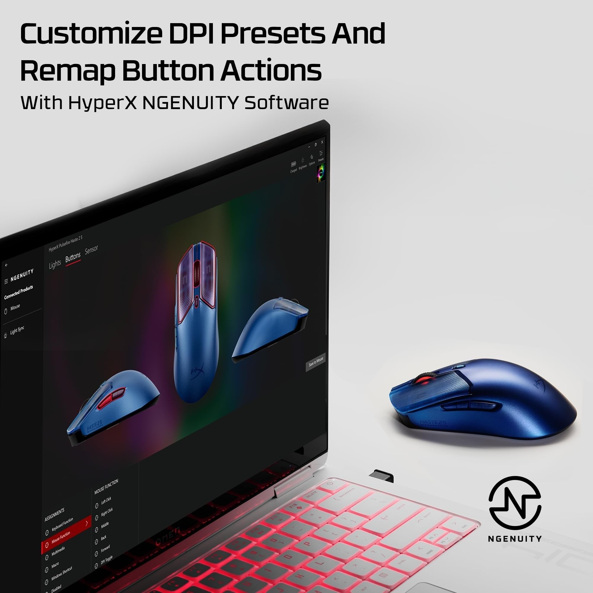 hyperx-pulsefire-haste-2-s-mouse-gaming-wireless-scocca-in-magnesio-64-g-sensore image 2