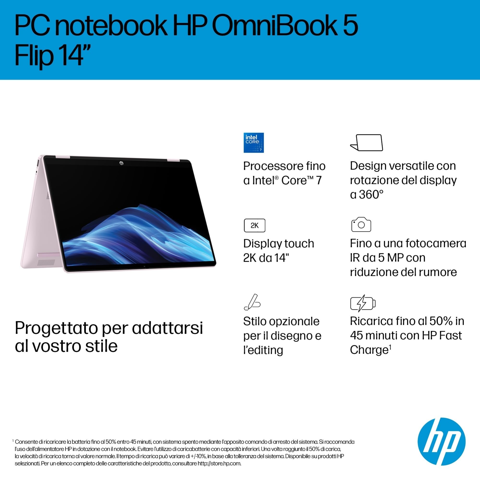 hp-omnibook-5-flip-14-fp0003sl-notebook-convertibile-touch-14-2k-intel-core-3-10 image 5