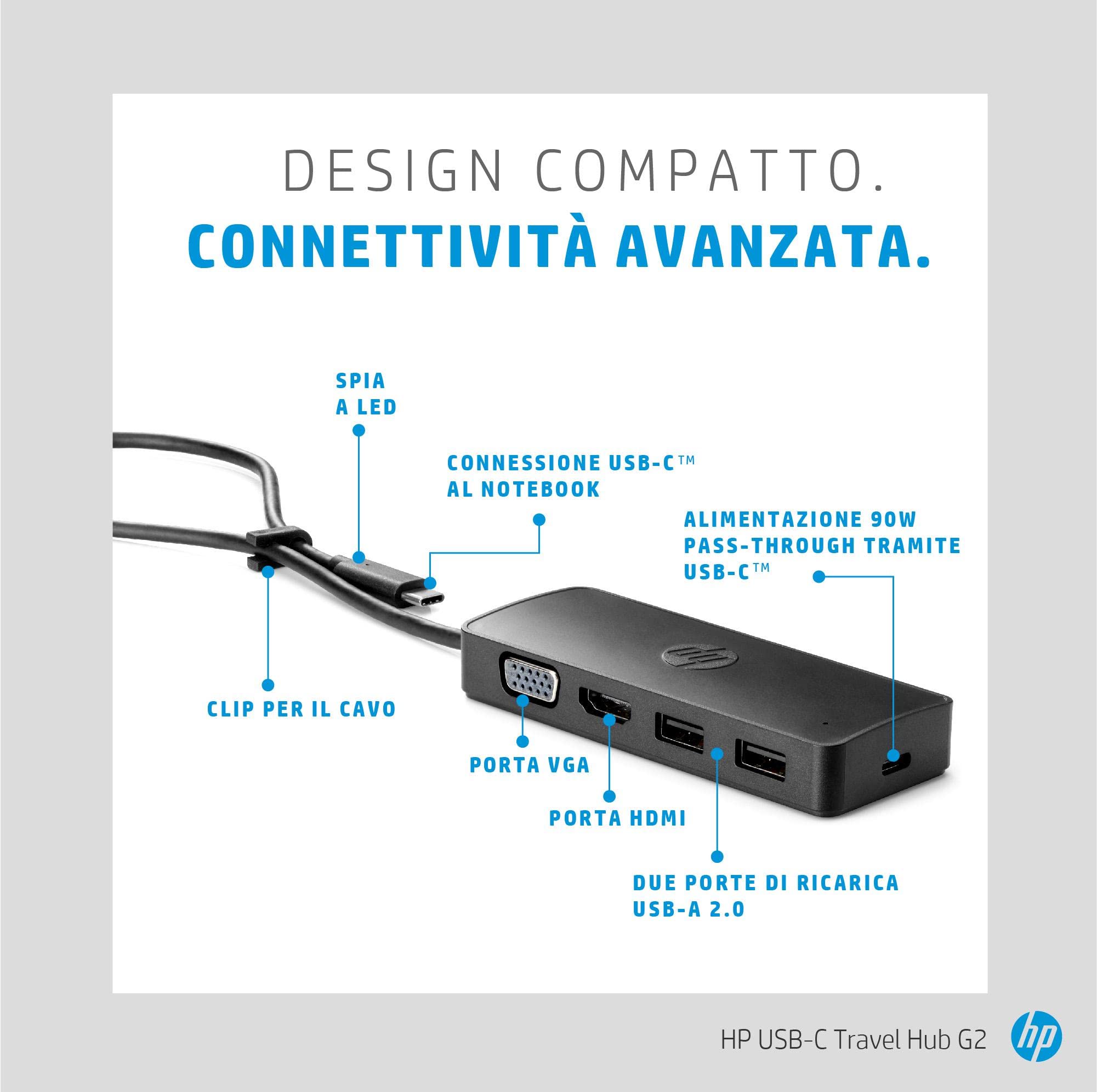 hp-usb-c-travel-hub-g2-docking-station-portatile-usb-c-con-porte-vga-hdmi-e-usb- image 5