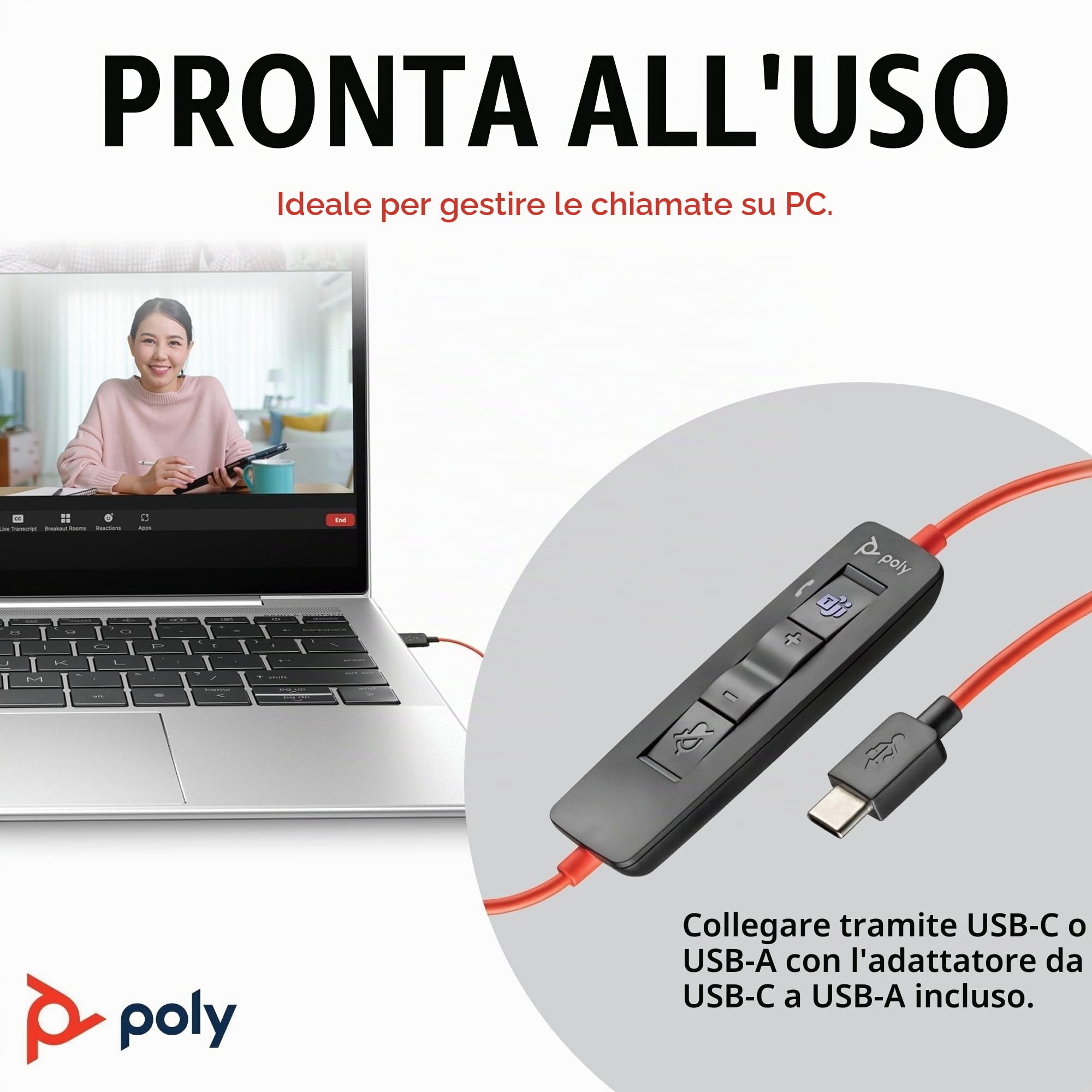 poly-blackwire-3320-cuffia-cablata-usb-a-usb-c-con-microfono-anti-rumore-certifi image 4