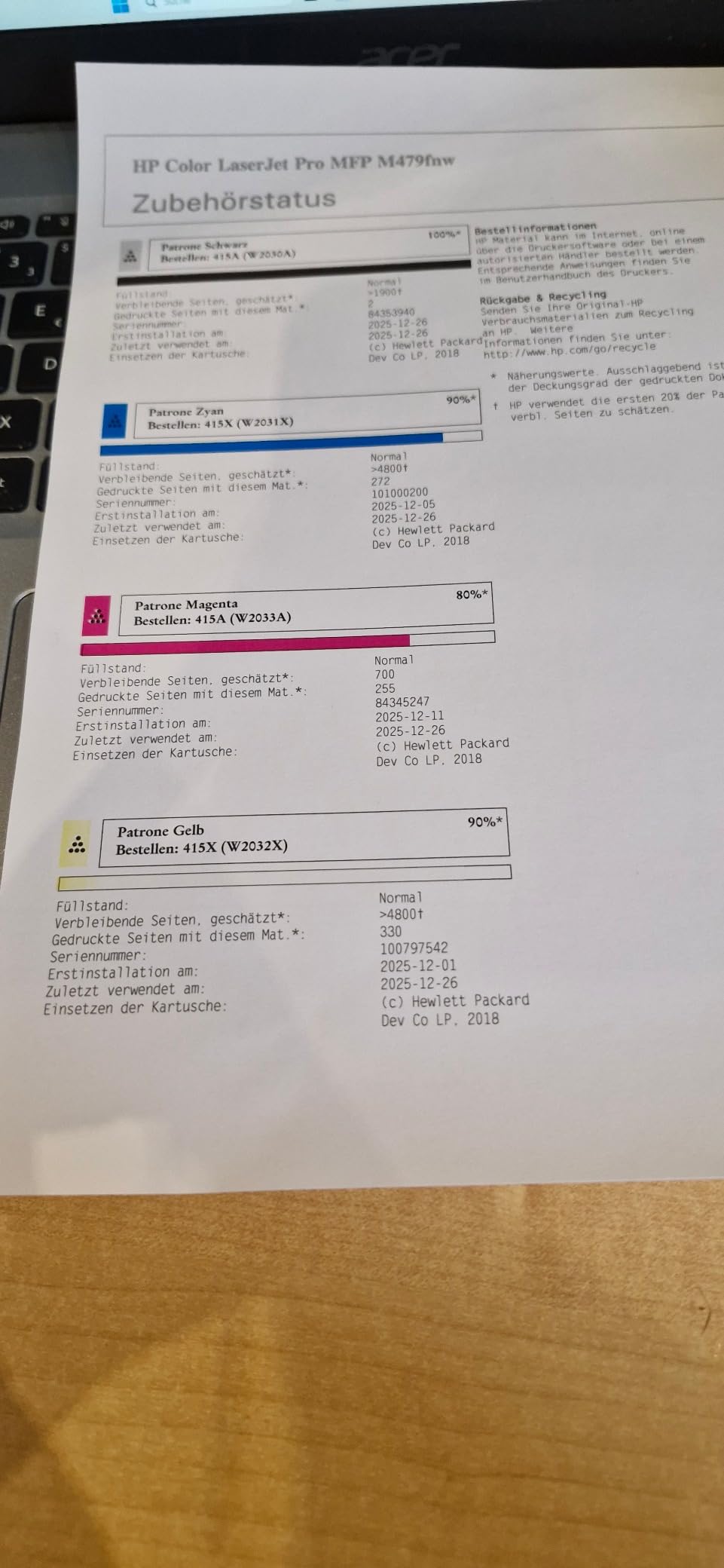 Nessuna sorpresa, qualità HP