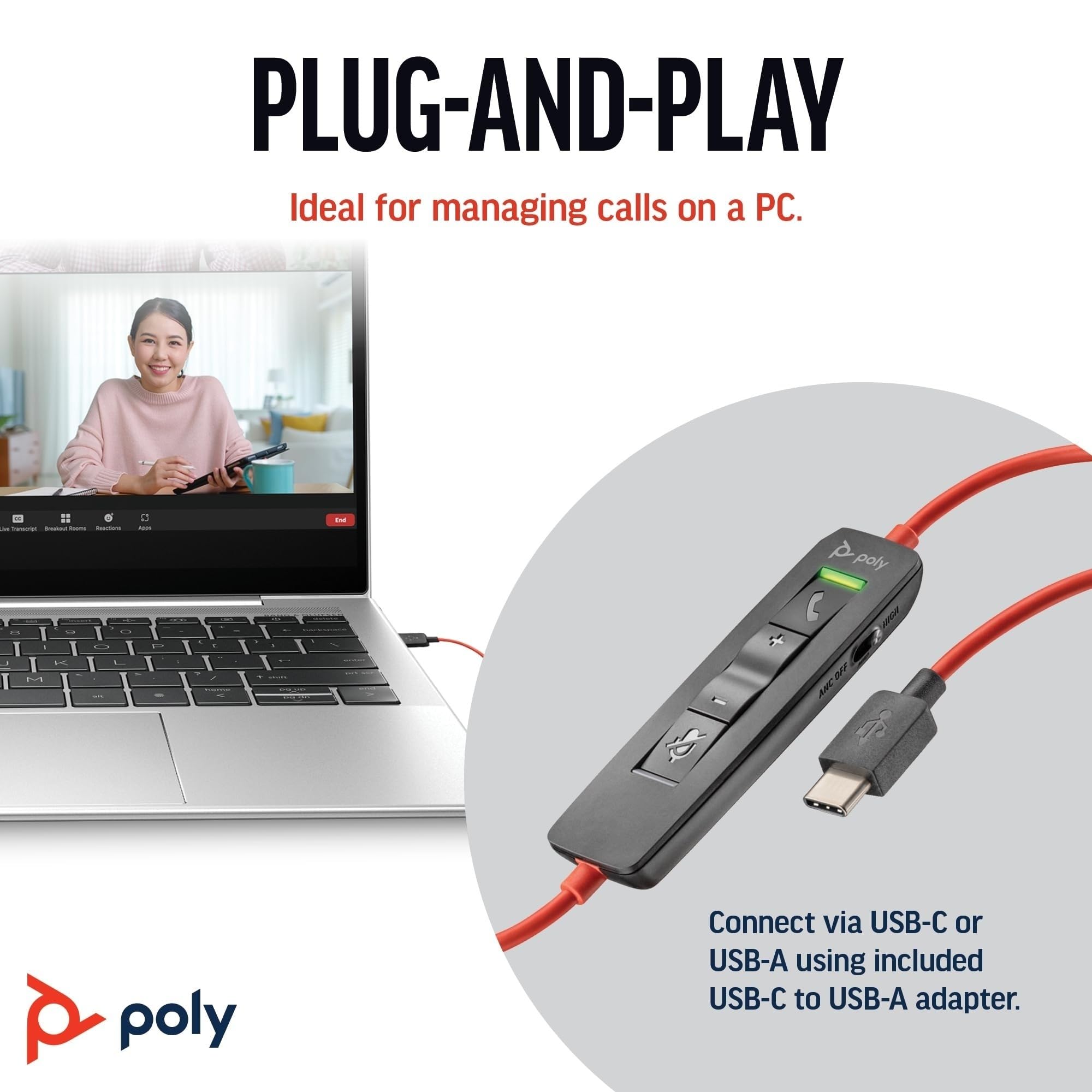 poly-blackwire-8225-cuffia-cablata-usb-a-usb-c-con-anc-ibrida-cuscinetti-in-simi image 6