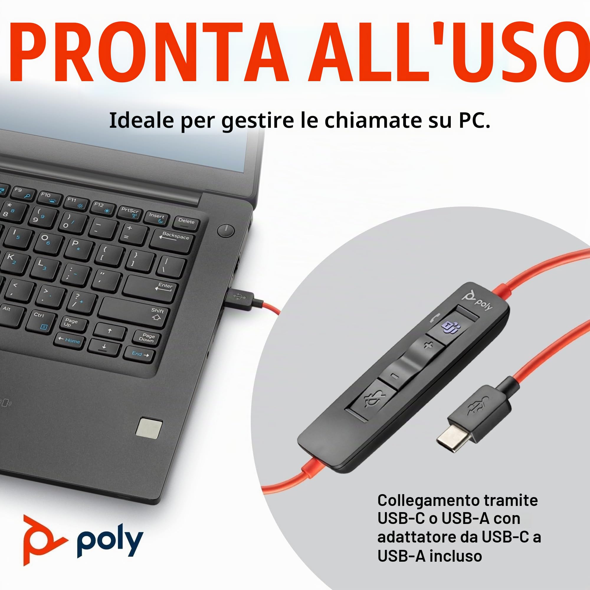 poly-blackwire-3310-cuffia-monoaurale-cablata-usb-a-usb-c-con-riduzione-rumore-e image 4