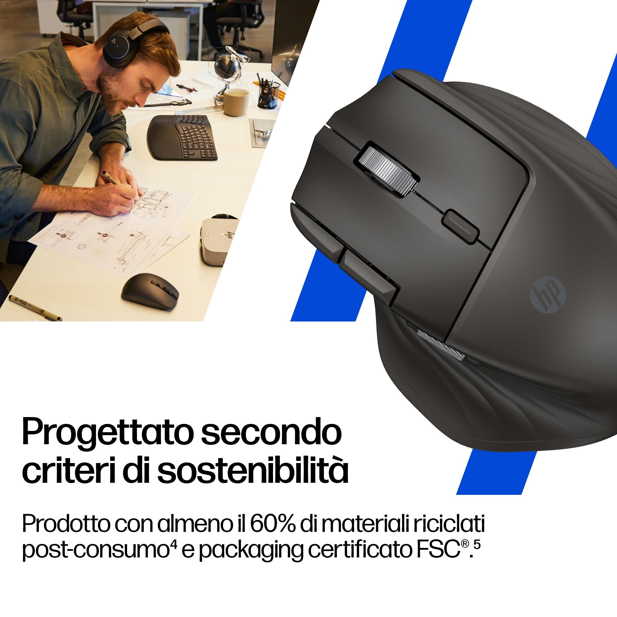 hp-780m-mouse-wireless-ergonomico-ricaricabile-supercondensatore-6k-dpi-bluetoot image 8