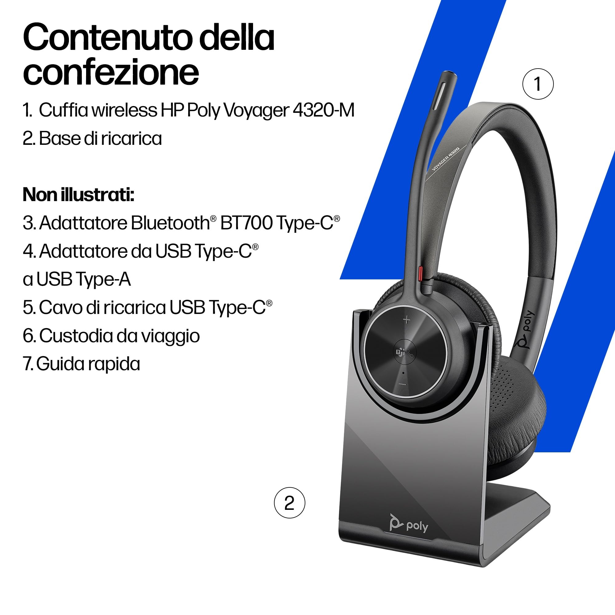 poly-voyager-4320-uc-cuffia-wireless-con-microfono-boom-bluetooth-5-1-dongle-usb image 7