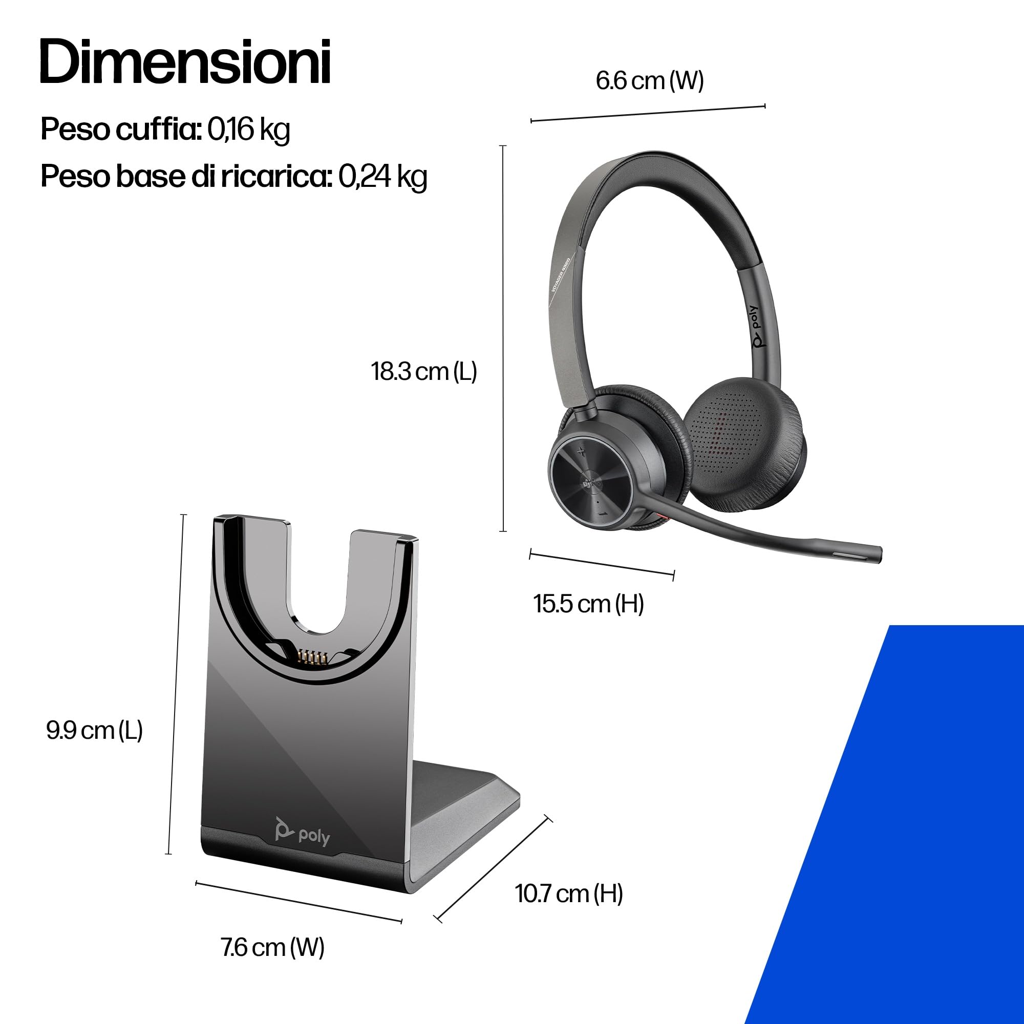 poly-voyager-4320-uc-cuffia-wireless-con-microfono-boom-bluetooth-5-1-dongle-usb image 2