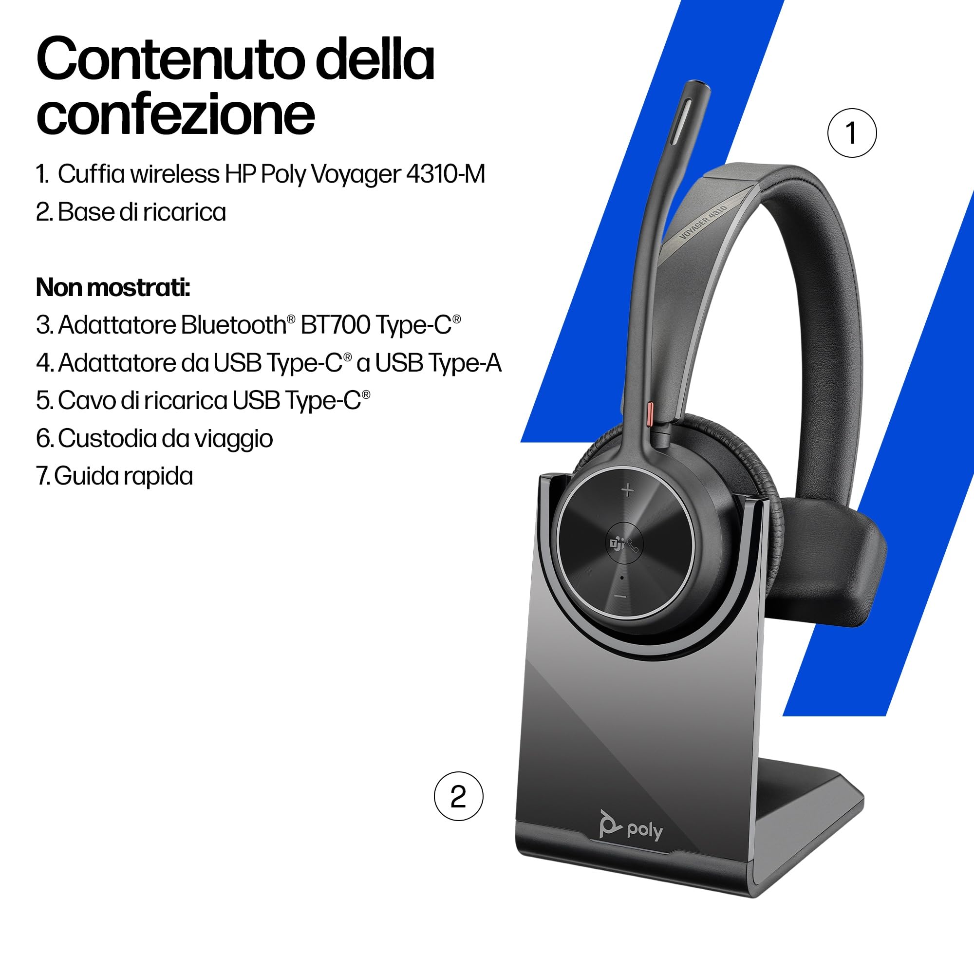 hp-poly-voyager-4310-uc-cuffia-monoaurale-wireless-bluetooth-con-dongle-usb-c-bt image 7