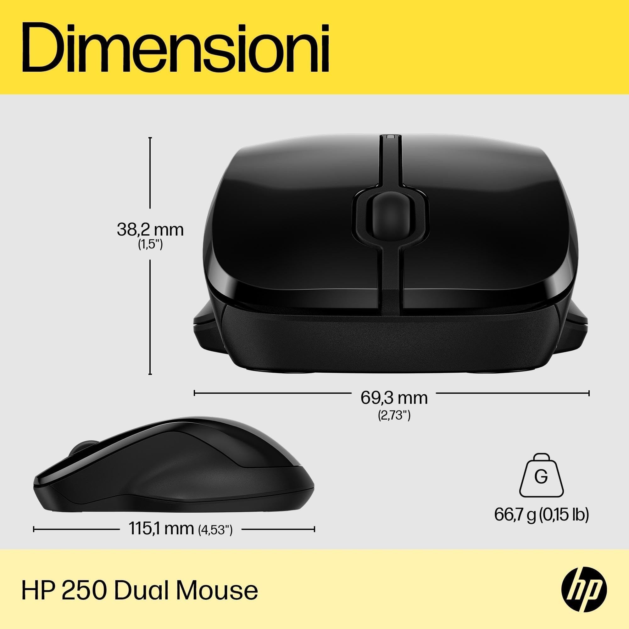 hp-250-mouse-wireless-con-connessione-bluetooth-5-0-e-dongle-usb-a-2-4-ghz-senso image 5
