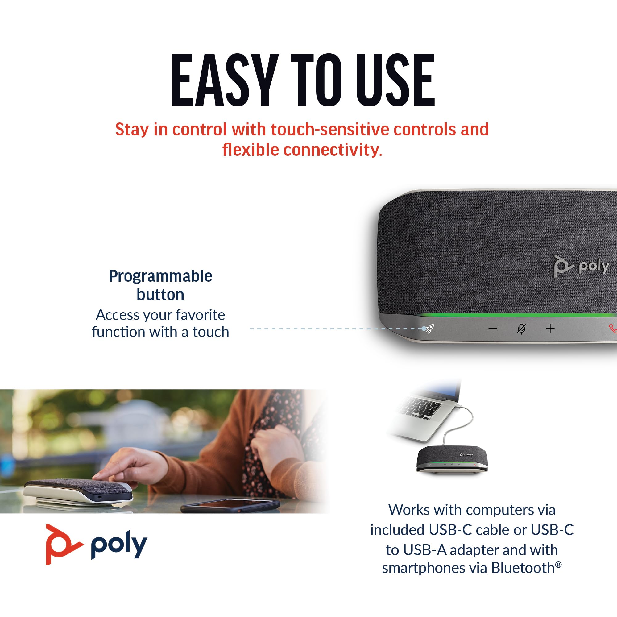 hp-poly-sync-20-vivavoce-per-conferenze-wireless-bluetooth-5-1-con-usb-a-usb-c-a image 5