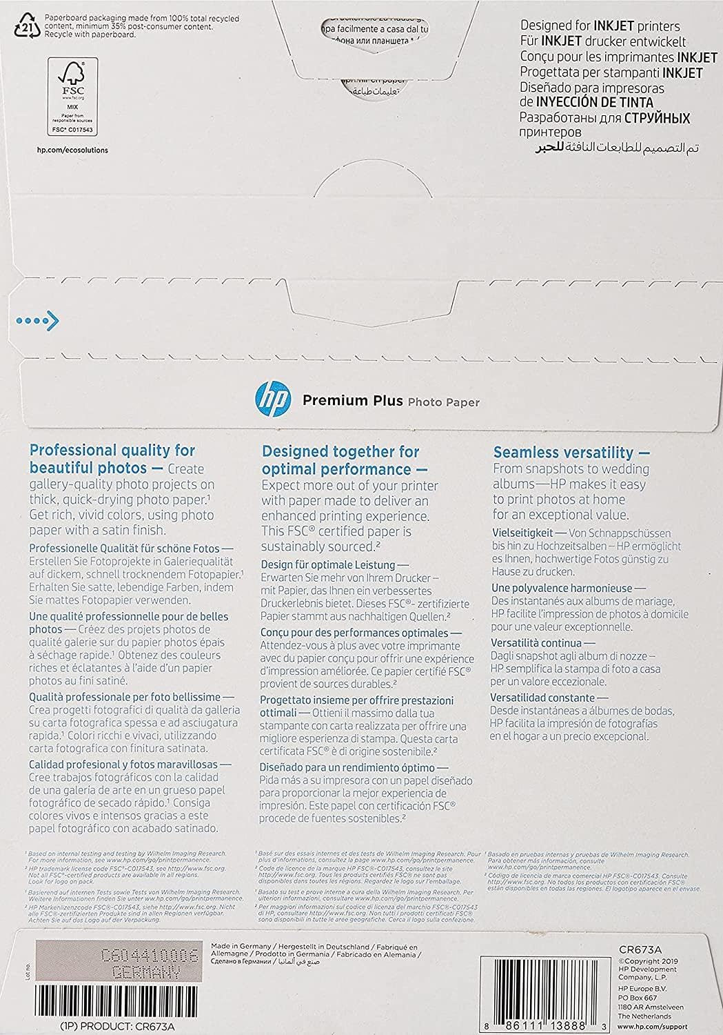 hp-premium-plus-cr673a-carta-fotografica-satinata-a4-300-g-m-20-fogli-resistente image 2