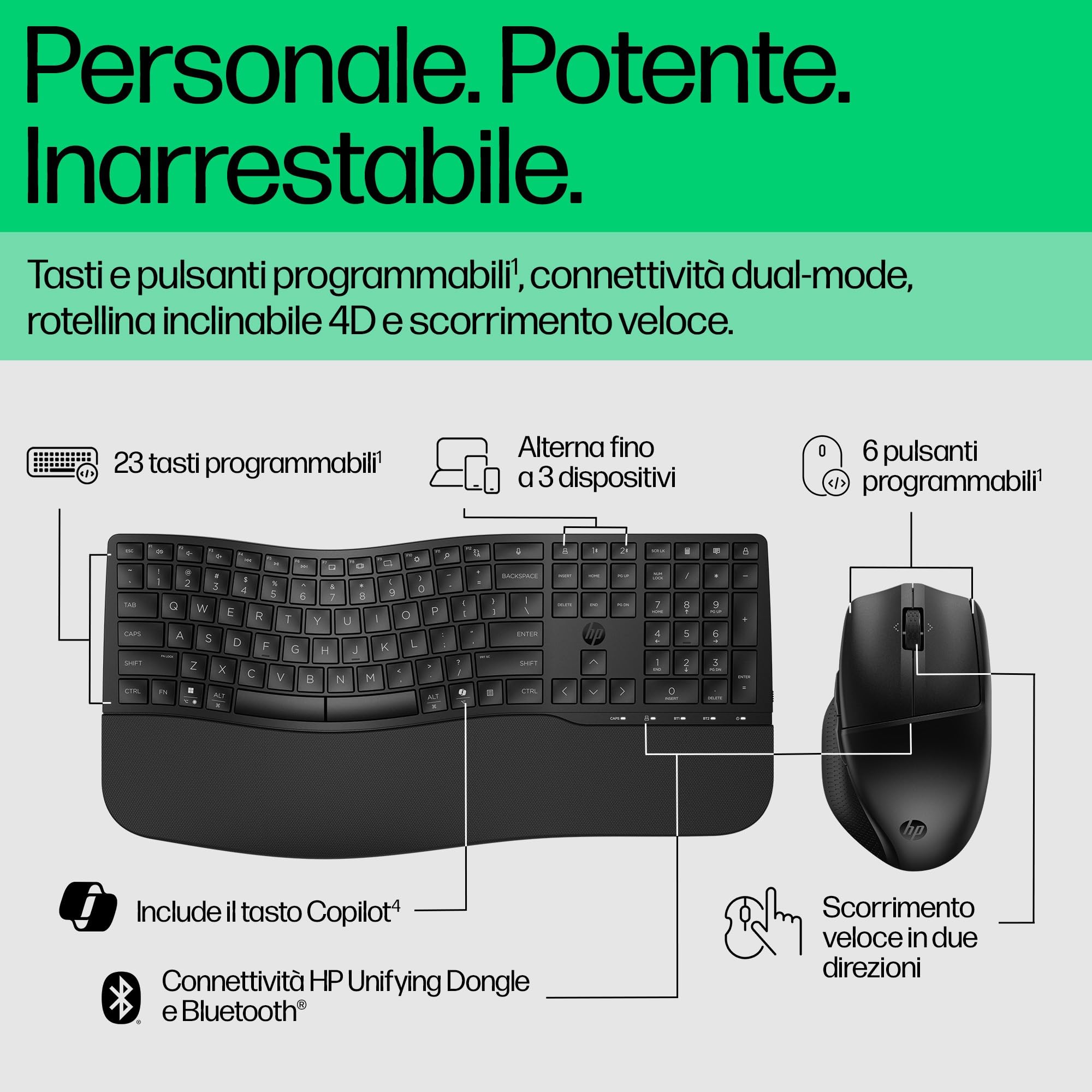 hp-680-combo-tastiera-e-mouse-wireless-6-tasti-programmabili-sensore-ottico-1200 image 2
