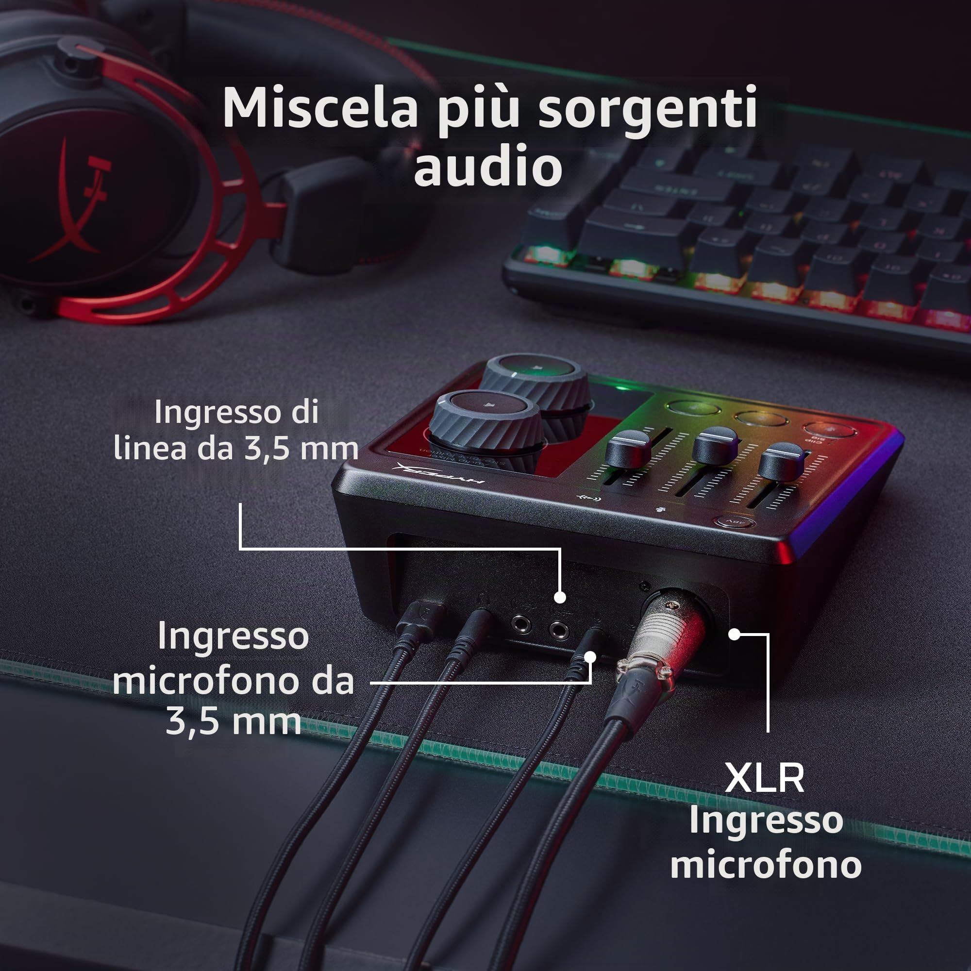 hyperx-mixer-audio-usb-a-3-tracce-phantom-power-48v-per-microfoni-xlr-registrazi image 2