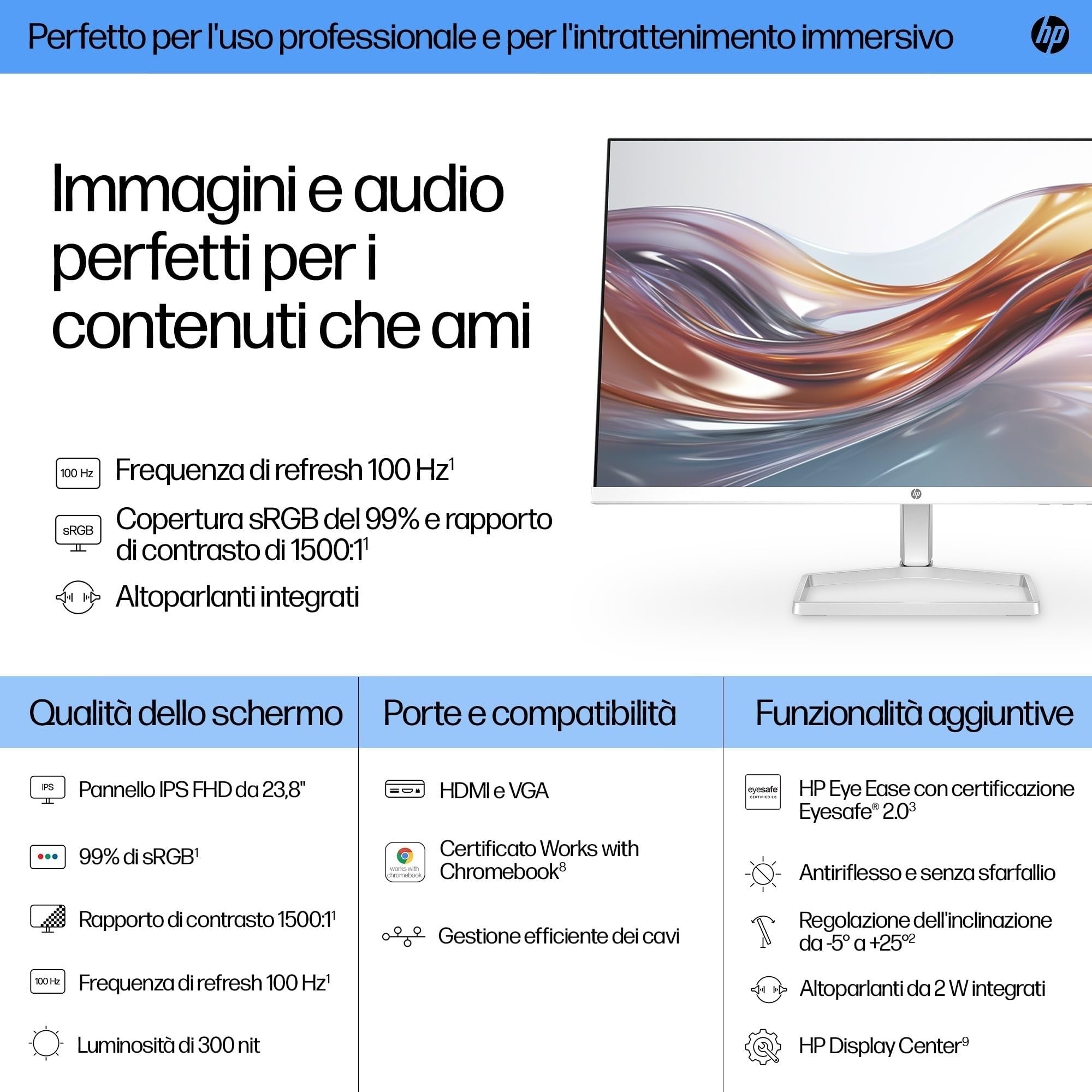 hp-524sa-monitor-23-8-fhd-ips-bianco-100hz-antiriflesso-eye-ease-altoparlanti-in image 4