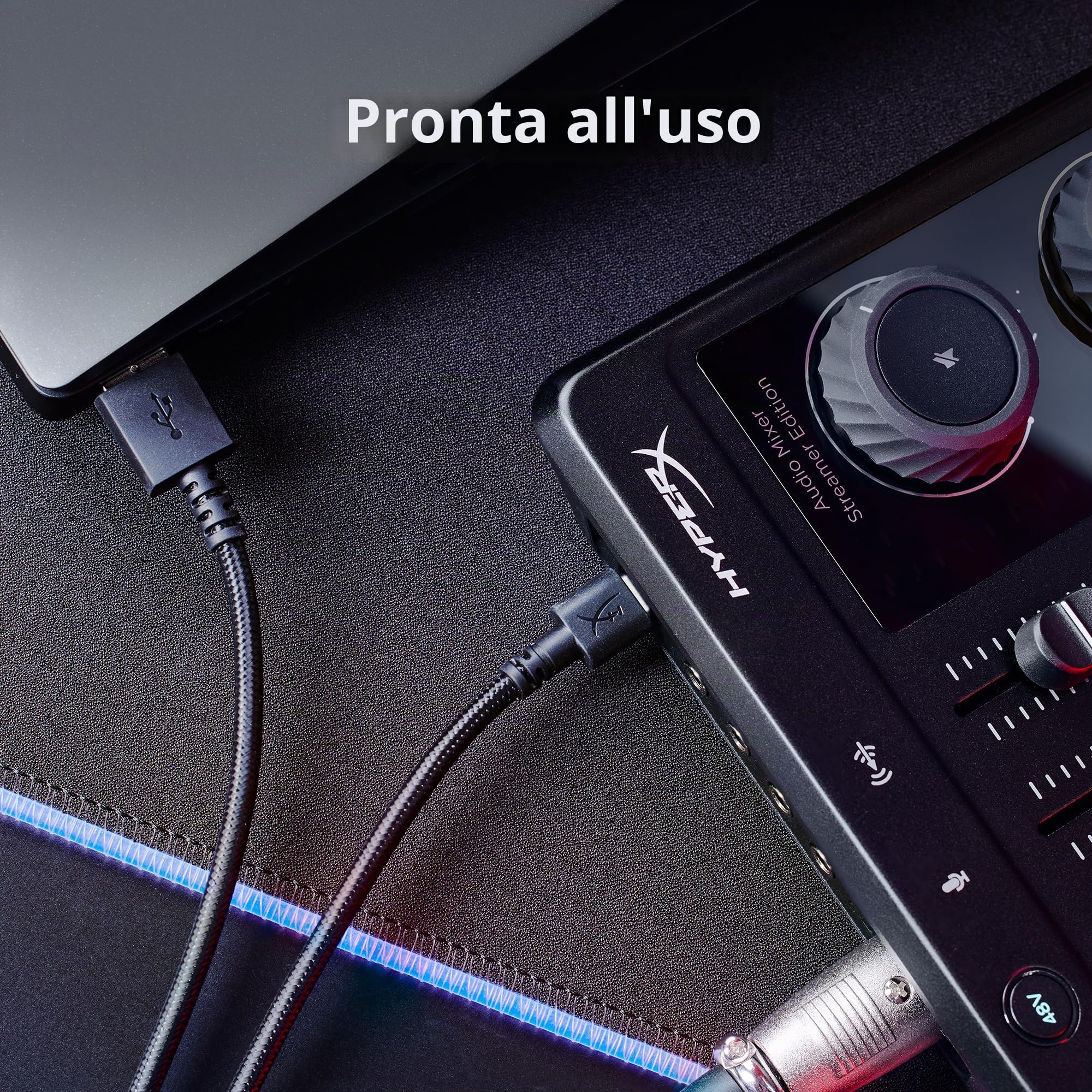 hyperx-mixer-audio-usb-a-3-tracce-phantom-power-48v-per-microfoni-xlr-registrazi image 6